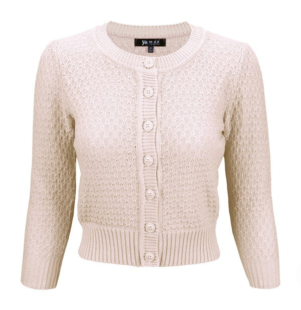 3/4 Sleeve Cute Pattern Cropped Cardigan Sweater Shop Style & More | Fresh Looks, Everyday Deals & Free Shipping