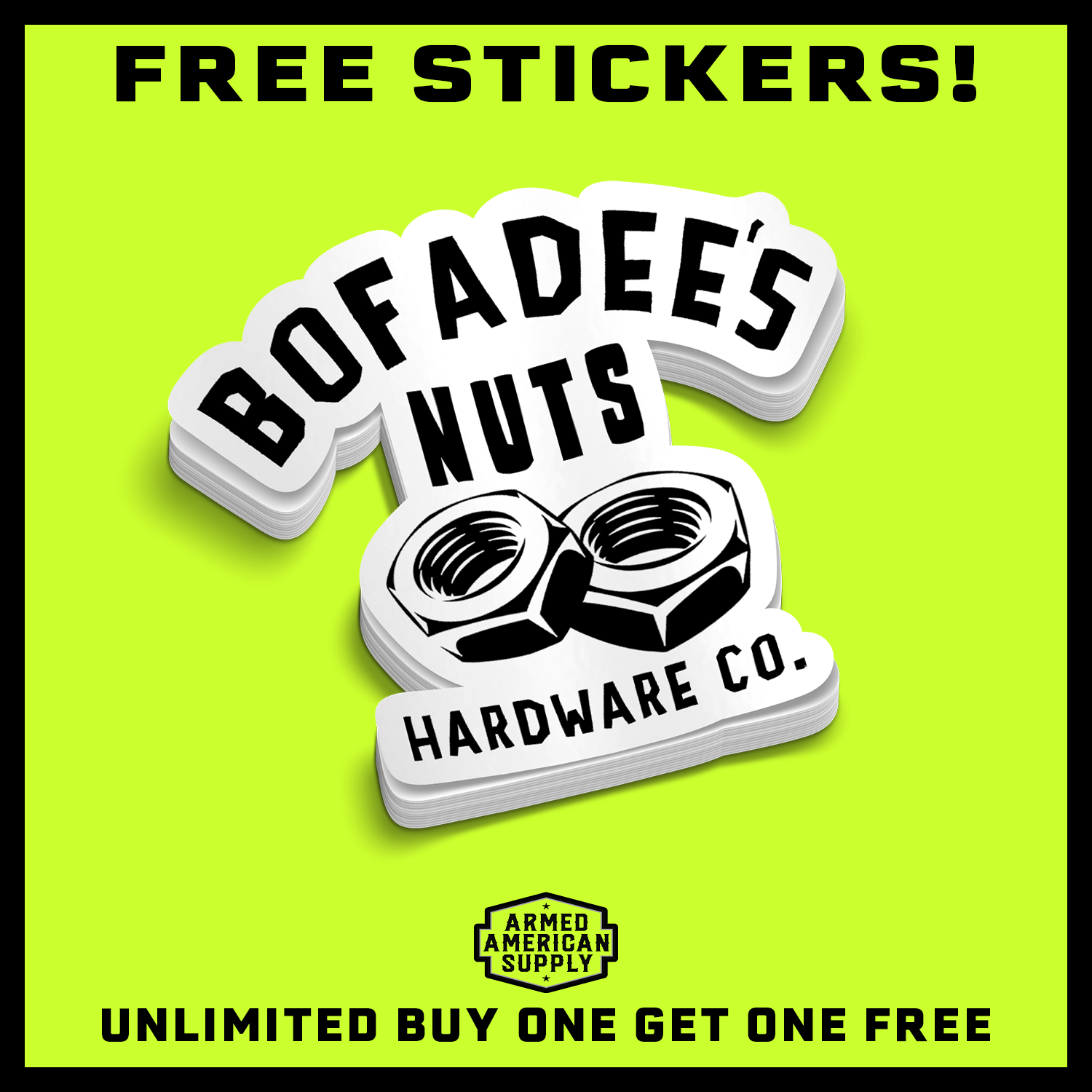 Bofadee's Hard Hat Decal Armed American Supply