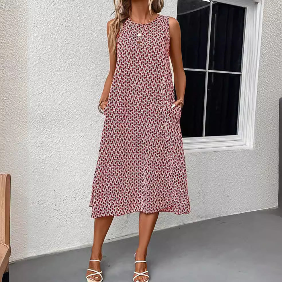 European And American Fashion Commuter Round Neck Sleeveless Dress Women Grayceful LLC