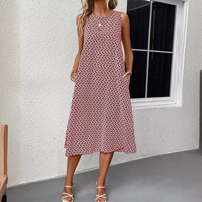 European And American Fashion Commuter Round Neck Sleeveless Dress Women Grayceful LLC