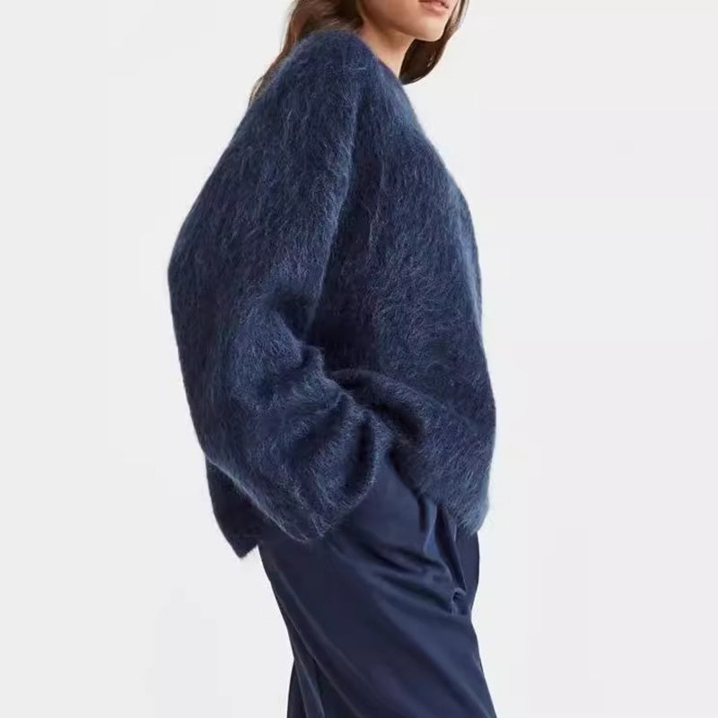 Loose Round Neck Pullover Sweater Fashion Long Sleeve Long Top For Women Clothing Grayceful LLC