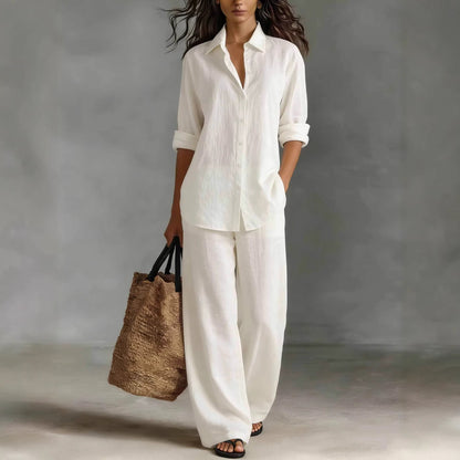 Women's Bohemian Cotton-Linen Top & Pants Set – Resort Lounge Co-ord FitiqueFit