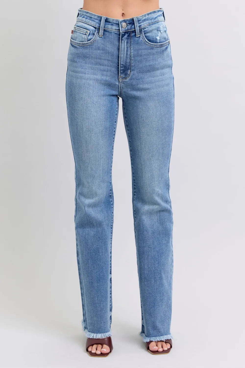 Judy Blue Full Size Raw Hem High Rise Bootcut Jeans West2East Surf
