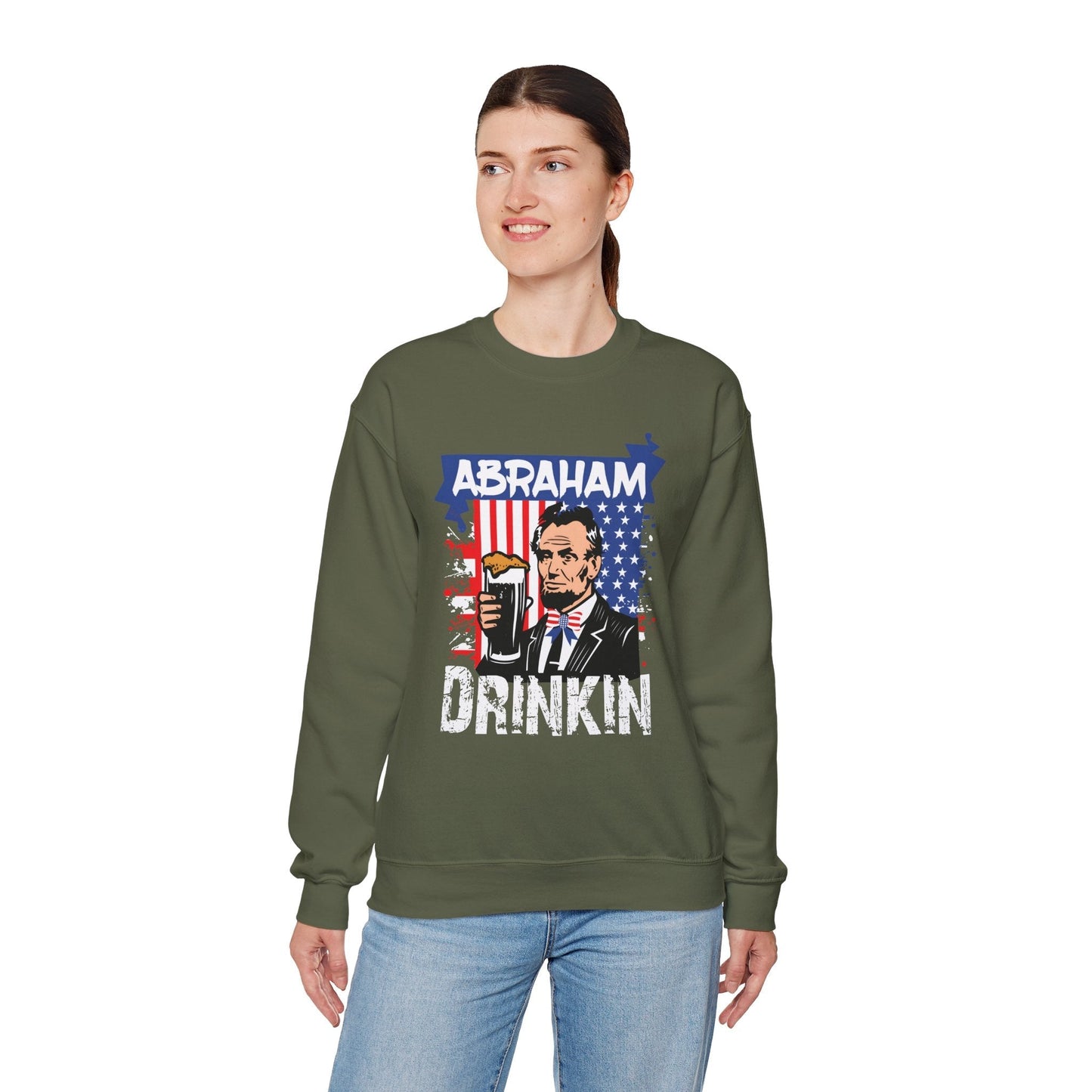 Abraham Drinking Crewneck Sweatshirt The Devil's Pickle