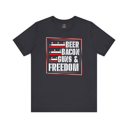 Beer Bacon Guns and Freedom T-Shirt The Devil's Pickle