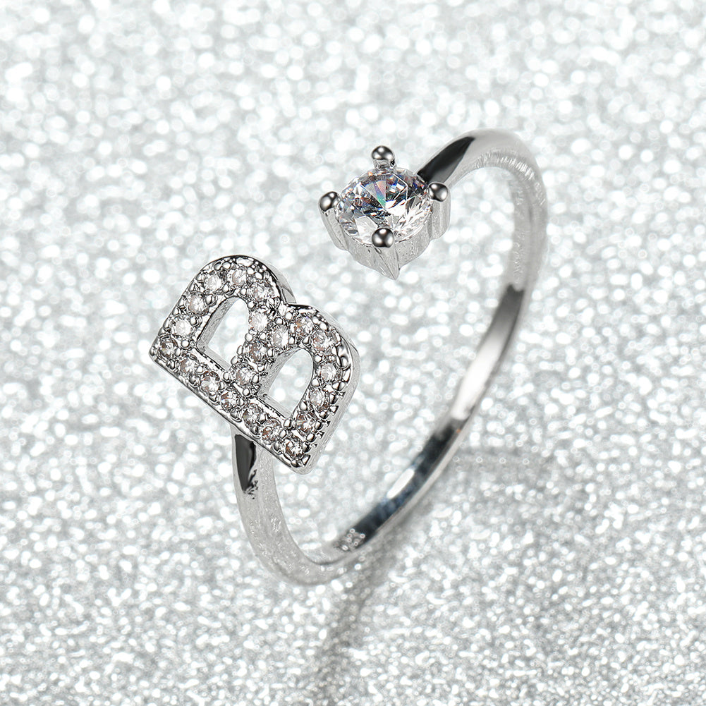Popular Fashion Silvery AZ Letter Ring Initials Wedding Love Couple Rings Bridesmaid Gift NovaCart