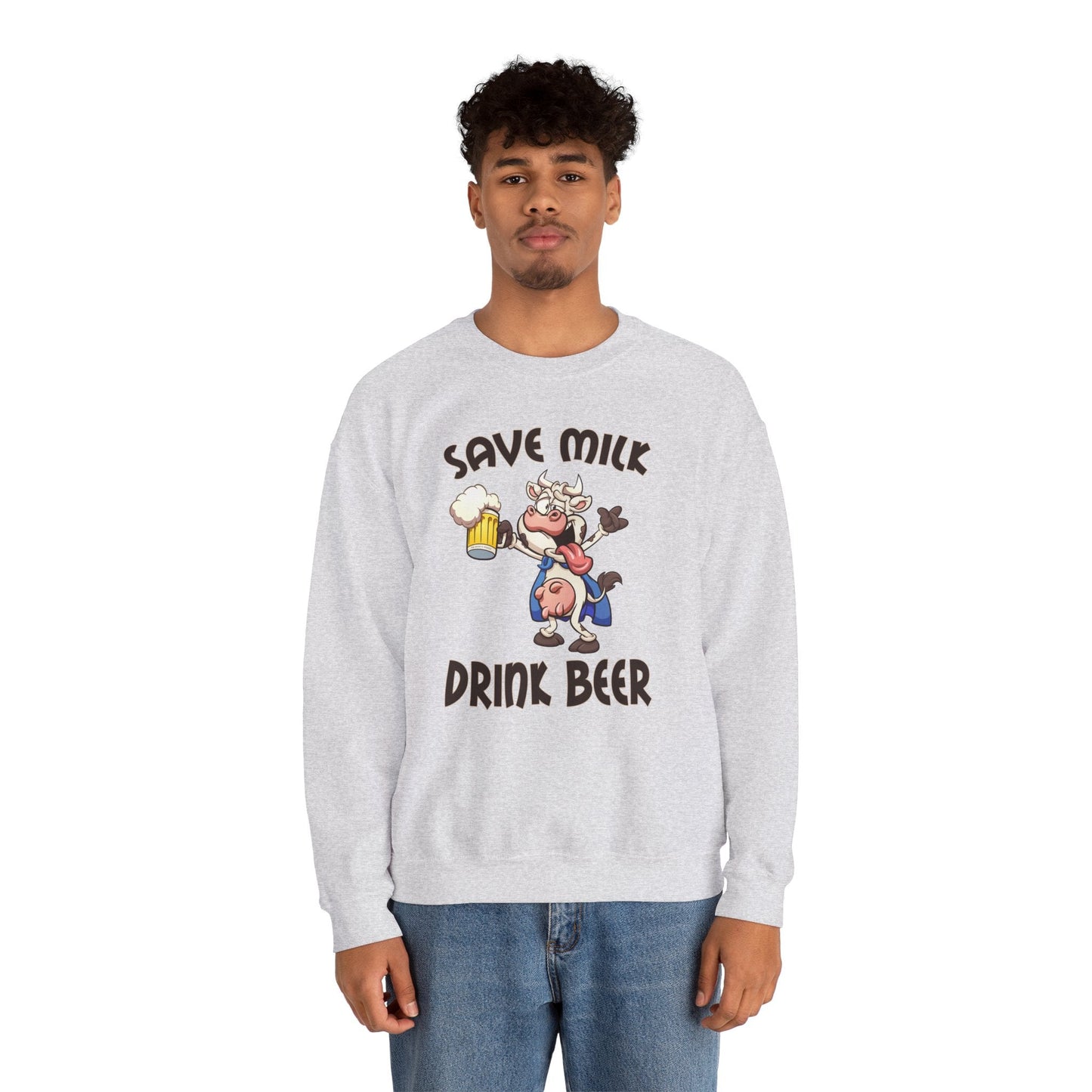 Save Milk Drink Beer Crewneck Sweatshirt The Devil's Pickle