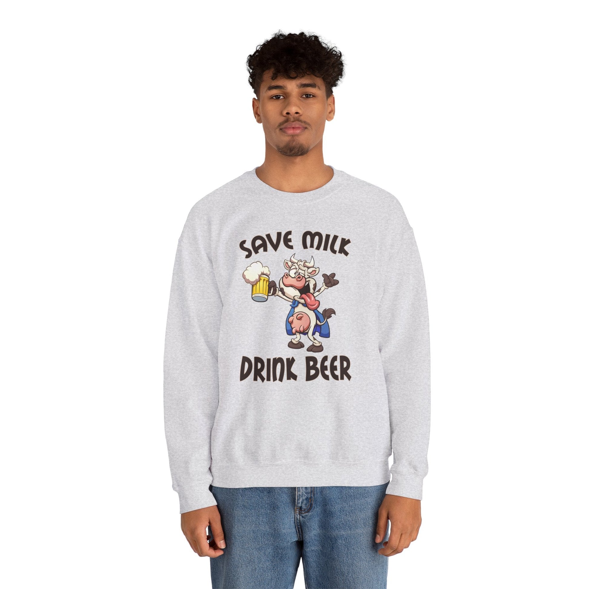 Save Milk Drink Beer Crewneck Sweatshirt The Devil's Pickle