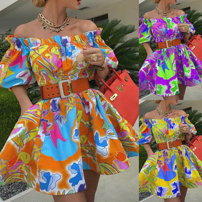 Off-Shoulder Mid-Sleeve Dress for Women