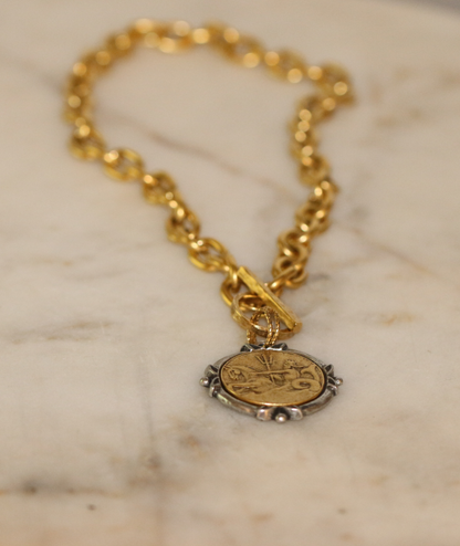 Neptune Coin Necklace - 24k Gold Plated Pewter Deep South Originals