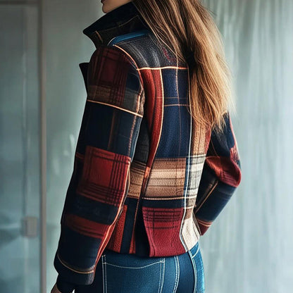 Vintage Stand Collar Blazer with Single-Row Buttons — Tailored Women’s Jacket FitiqueFit
