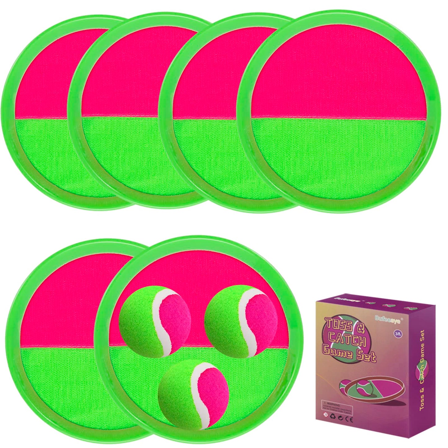 Kids Outdoor Toys Beach Toys Toss and Catch Ball Set Outside Yard Games for Kids with 6 Paddles 3 Balls Paddle Game Set Playground Sets for Backyard Sports Outdoor Games for Adults and Family New Era Fashion LLc