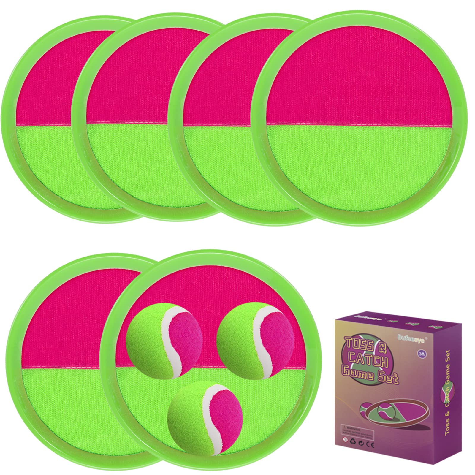 Kids Outdoor Toys Beach Toys Toss and Catch Ball Set Outside Yard Games for Kids with 6 Paddles 3 Balls Paddle Game Set Playground Sets for Backyard Sports Outdoor Games for Adults and Family New Era Fashion LLc