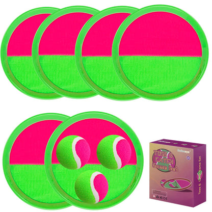 Kids Outdoor Toys Beach Toys Toss and Catch Ball Set Outside Yard Games for Kids with 6 Paddles 3 Balls Paddle Game Set Playground Sets for Backyard Sports Outdoor Games for Adults and Family New Era Fashion LLc