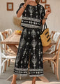 Women's Ethnic Print Contrast Two-Piece Set – Top & Straight-Leg Pants FitiqueFit