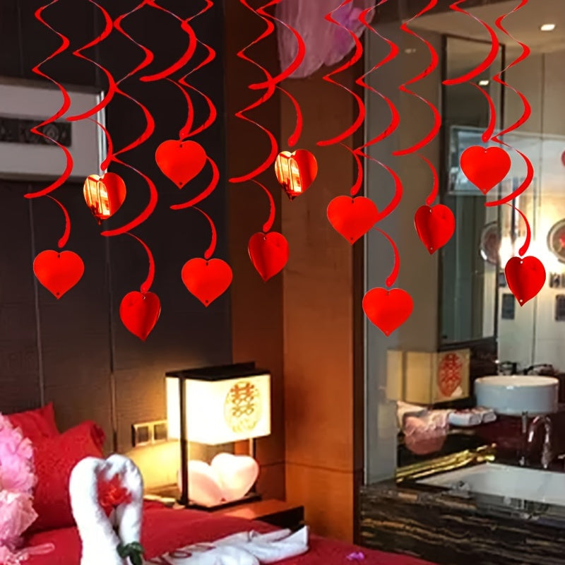 6pcs Heart Spiral Hanging Decorations - Perfect for Holiday Parties & Celebrations, Perfect for Winter, New Year NovaCart