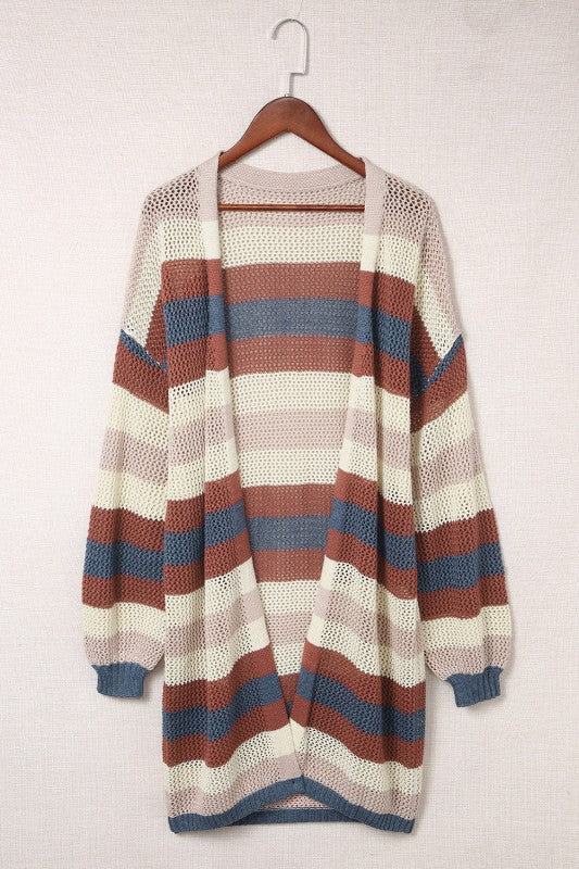 Stripe Colorblock Hollow-Out Cardigan Shop Style & More | Fresh Looks, Everyday Deals & Free Shipping