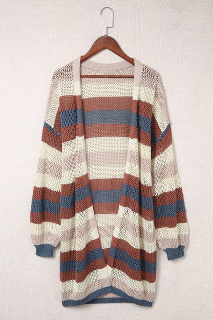 Stripe Colorblock Hollow-Out Cardigan Shop Style & More | Fresh Looks, Everyday Deals & Free Shipping