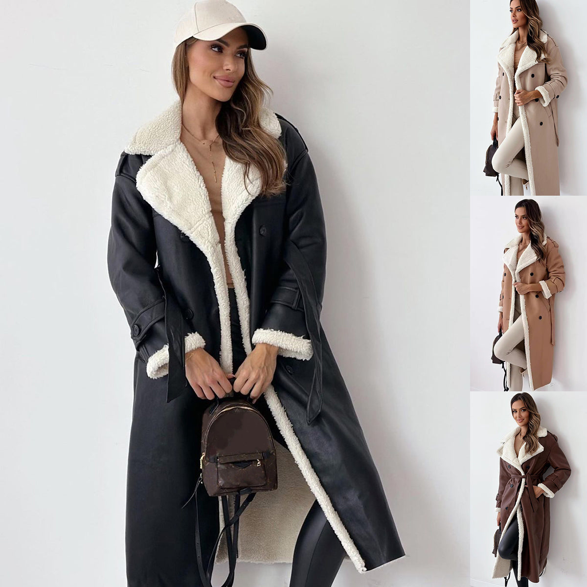 Women’s Belted Double-Breasted Winter Trench Coat FitiqueFit