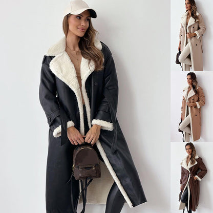 Women’s Belted Double-Breasted Winter Trench Coat FitiqueFit