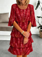 Full Size Floral Print Ruffle Hem Dress Plus Size New Era Fashion LLc