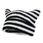 Women’s Hand Knitted Striped Cat Hat – Cute Warm Winter Beanie FitiqueFit