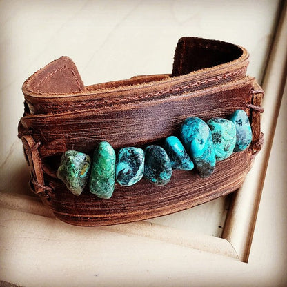 Leather Cuff with Large Natural Turquoise Chunks Shop Style & More | Fresh Looks, Everyday Deals & Free Shipping