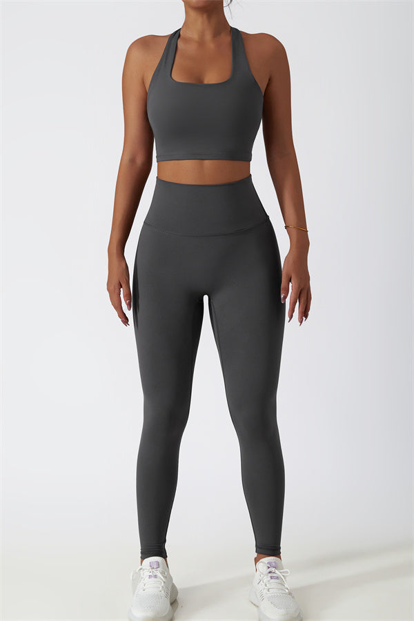 The Seraphine Halter Crop Top Leggings 2-Piece Set Fitglutes Activewear Gymwear Sportswear & Workout Clothes