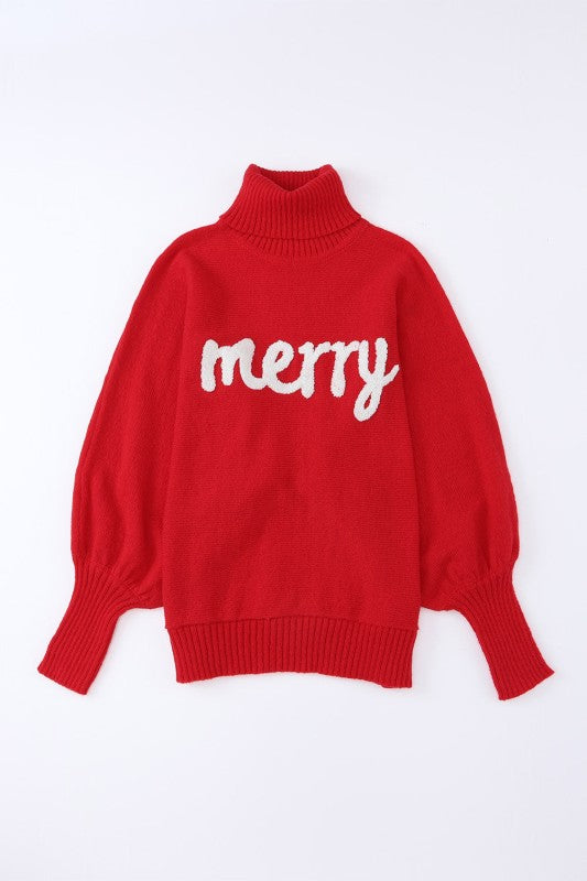 Christmas Merry Embroidered Puff Sleeve Turtleneck Shop Style & More | Fresh Looks, Everyday Deals & Free Shipping