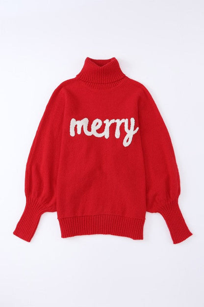 Christmas Merry Embroidered Puff Sleeve Turtleneck Shop Style & More | Fresh Looks, Everyday Deals & Free Shipping