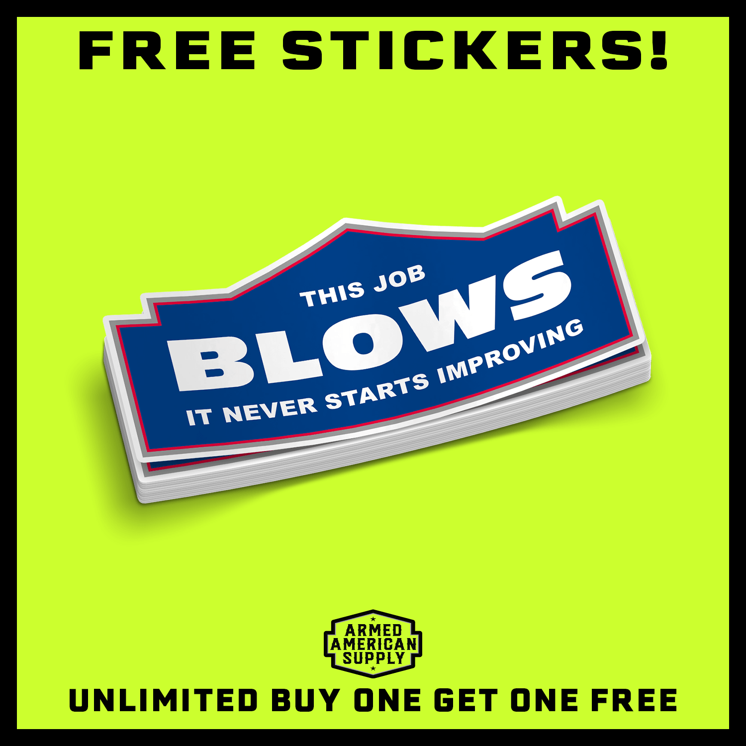 This Job Blows Hard Hat Decal Armed American Supply