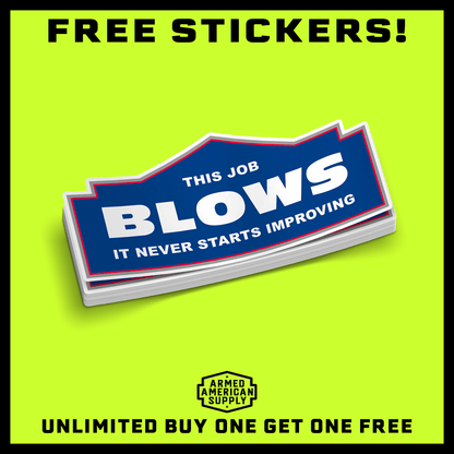 This Job Blows Hard Hat Decal Armed American Supply