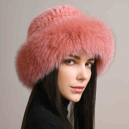 Women’s Mink Hair Winter Hat – Braided Fur Warm Elegant Beanie FitiqueFit