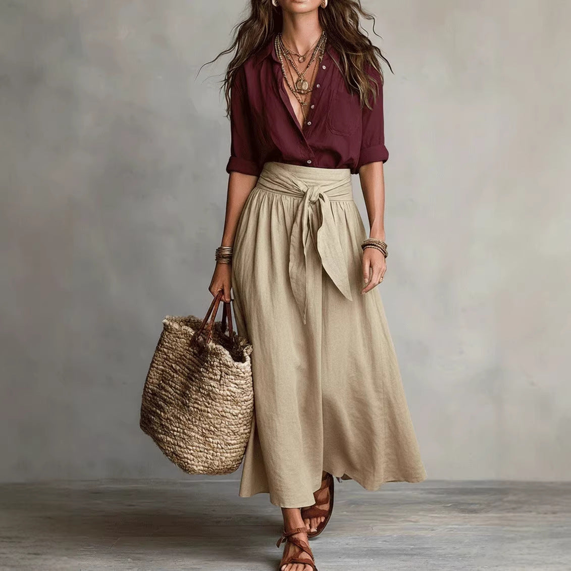 Button-Down Shirt & Straight Skirt Two-Piece Set FitiqueFit