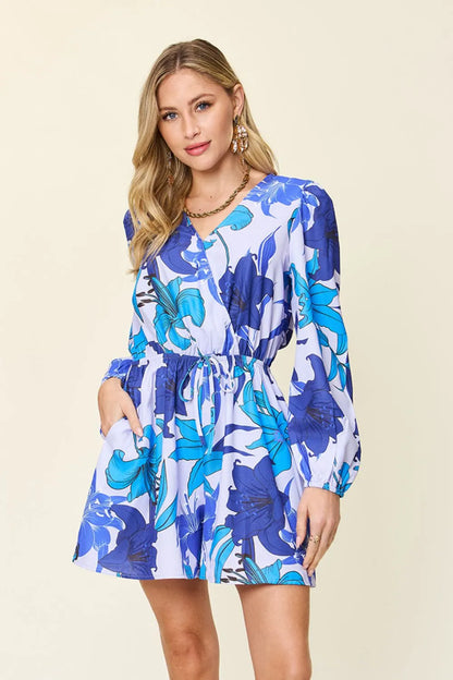 Double Take Full Size Floral Long Sleeve Romper with Pockets New Era Fashion LLc