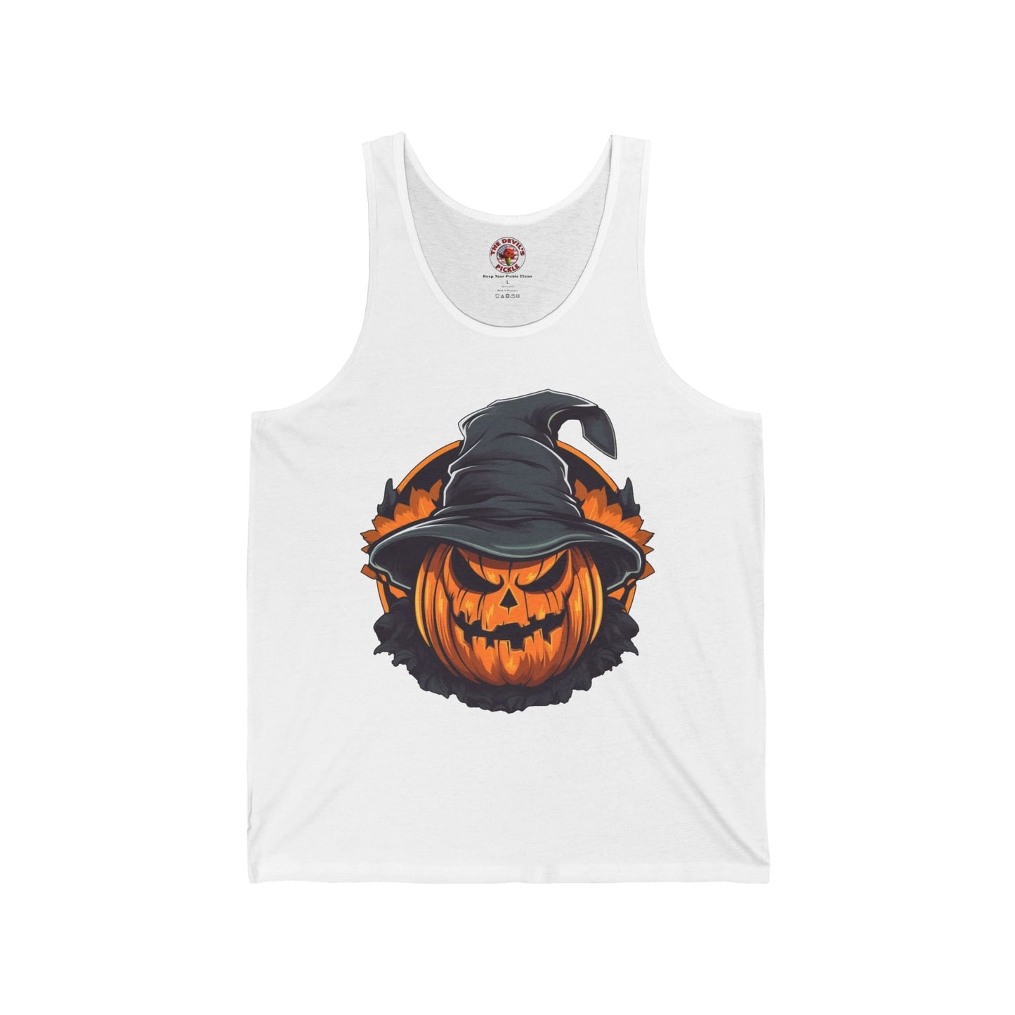 Scary Witch Pumpkin Halloween Tank Top The Devil's Pickle