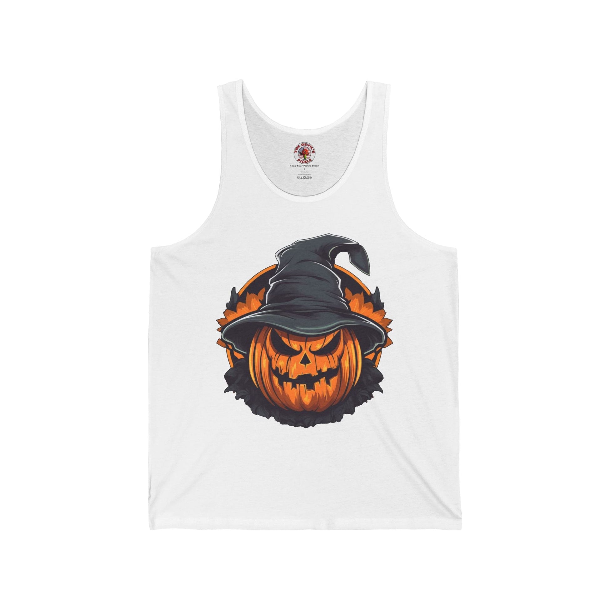 Scary Witch Pumpkin Halloween Tank Top The Devil's Pickle