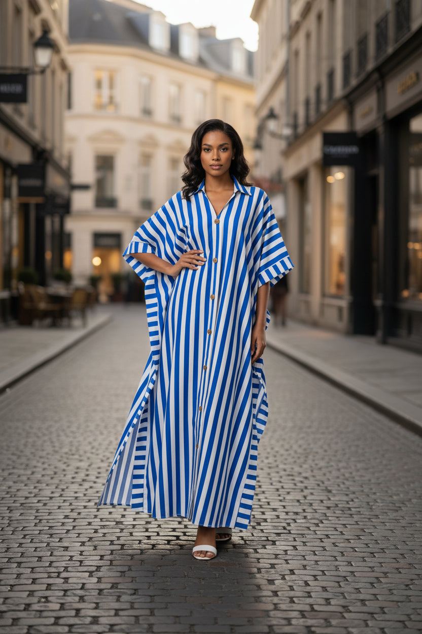 African-Inspired Striped Loose Long Dress | One Size 5 Colors FitiqueFit