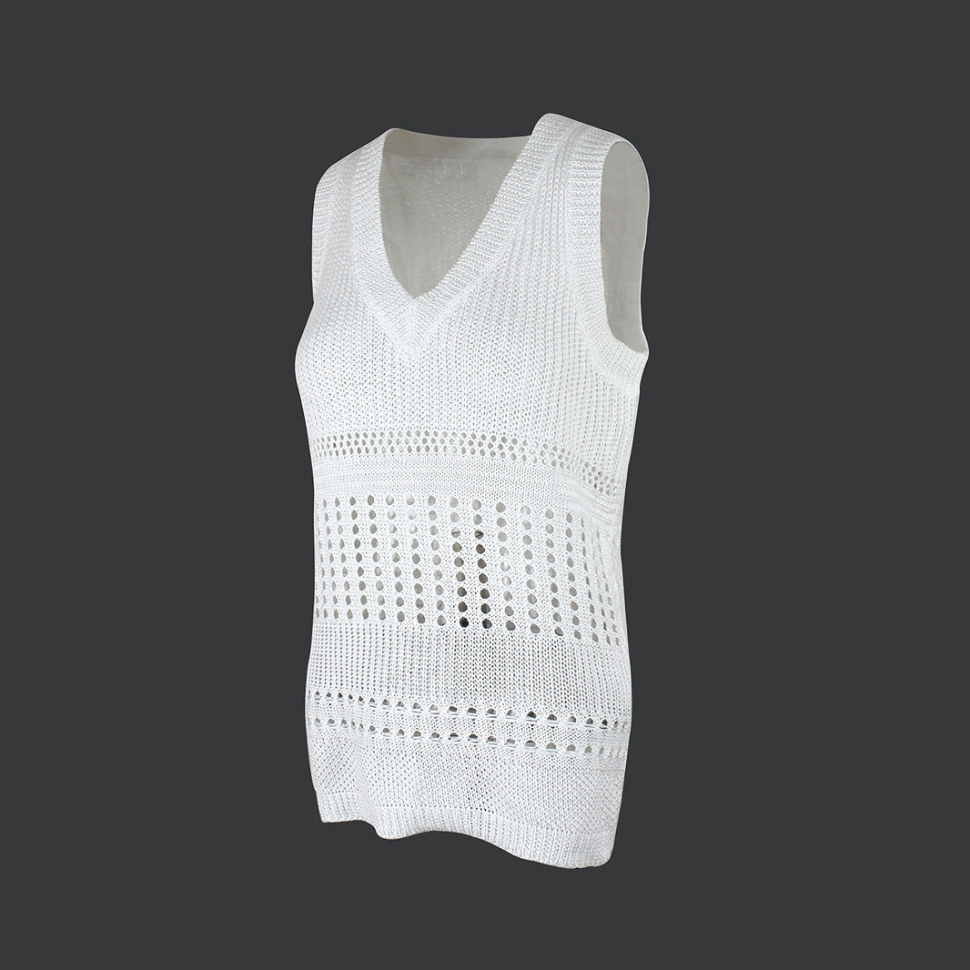 Women’s Solid Color Thin White Pullover Vest FitiqueFit