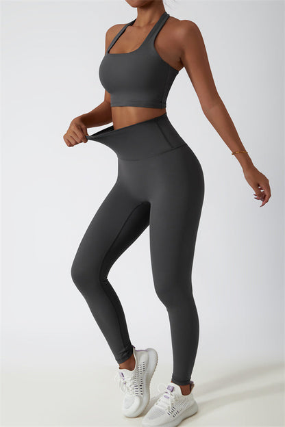 The Seraphine Halter Crop Top Leggings 2-Piece Set Fitglutes Activewear Gymwear Sportswear & Workout Clothes