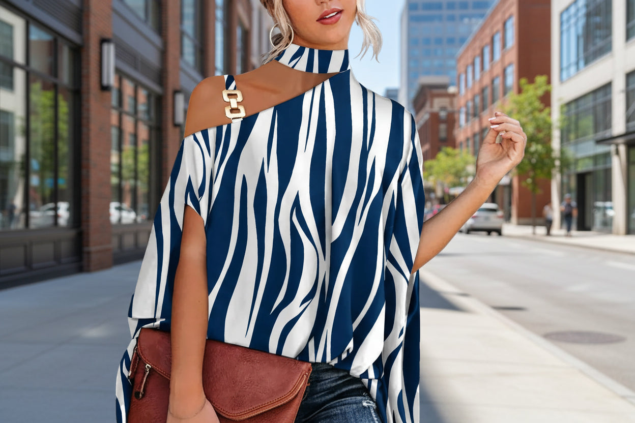 Women's V-Neck Printed Off-Shoulder Vest Top | 6 Prints S–XXL FitiqueFit