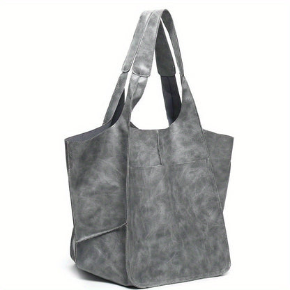Large Capacity Retro PU Tote Bag For Women - Spacious & Stylish Handbag With Handy Front Pocket For Work, Travel & Everyday Chic NovaCart