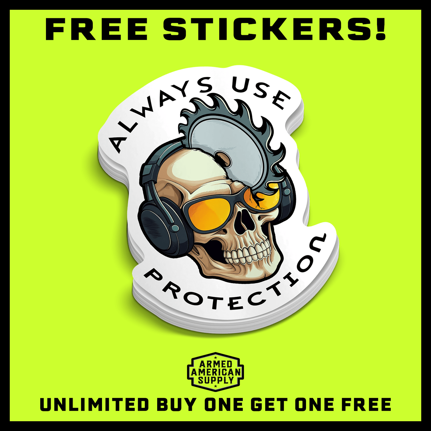 Protection  -  Hard Hat Decal Armed American Supply