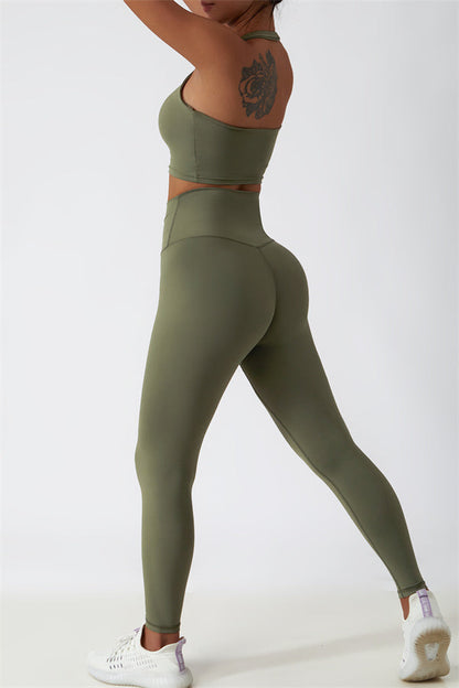 The Seraphine Halter Crop Top Leggings 2-Piece Set Fitglutes Activewear Gymwear Sportswear & Workout Clothes