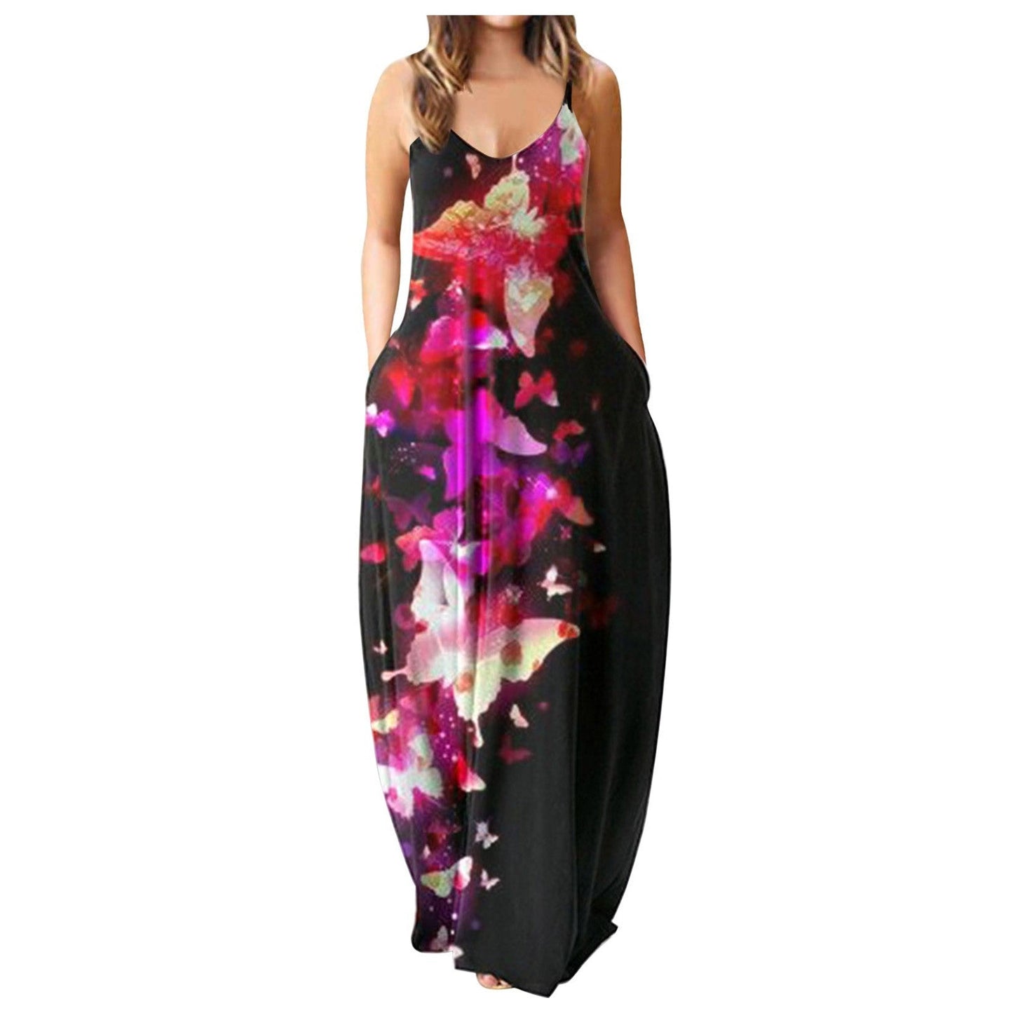 Casual Print Plus Size Sling Long Dress Grayceful LLC