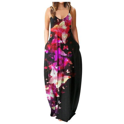 Casual Print Plus Size Sling Long Dress Grayceful LLC