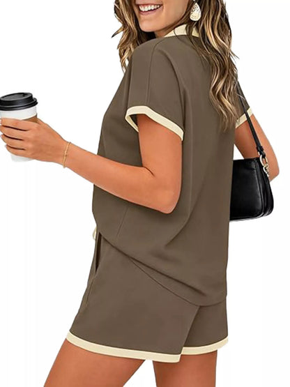 Polo Collar Short Sleeve Top and Shorts Set New Era Fashion LLc