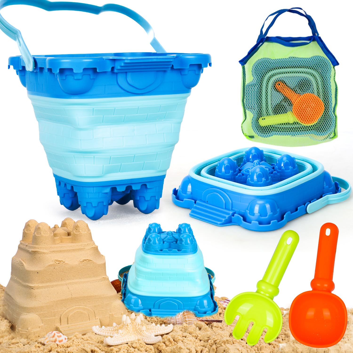 TOY Life Beach Toys Sand Toys Sandbox Toys Beach Toys for Toddlers 1-3 Beach Toys for Kids Ages 4-8 Sand Bucket Baby Beach Toys Sand Castle Building Kit Beach Bucket Summer Toys New Era Fashion LLc
