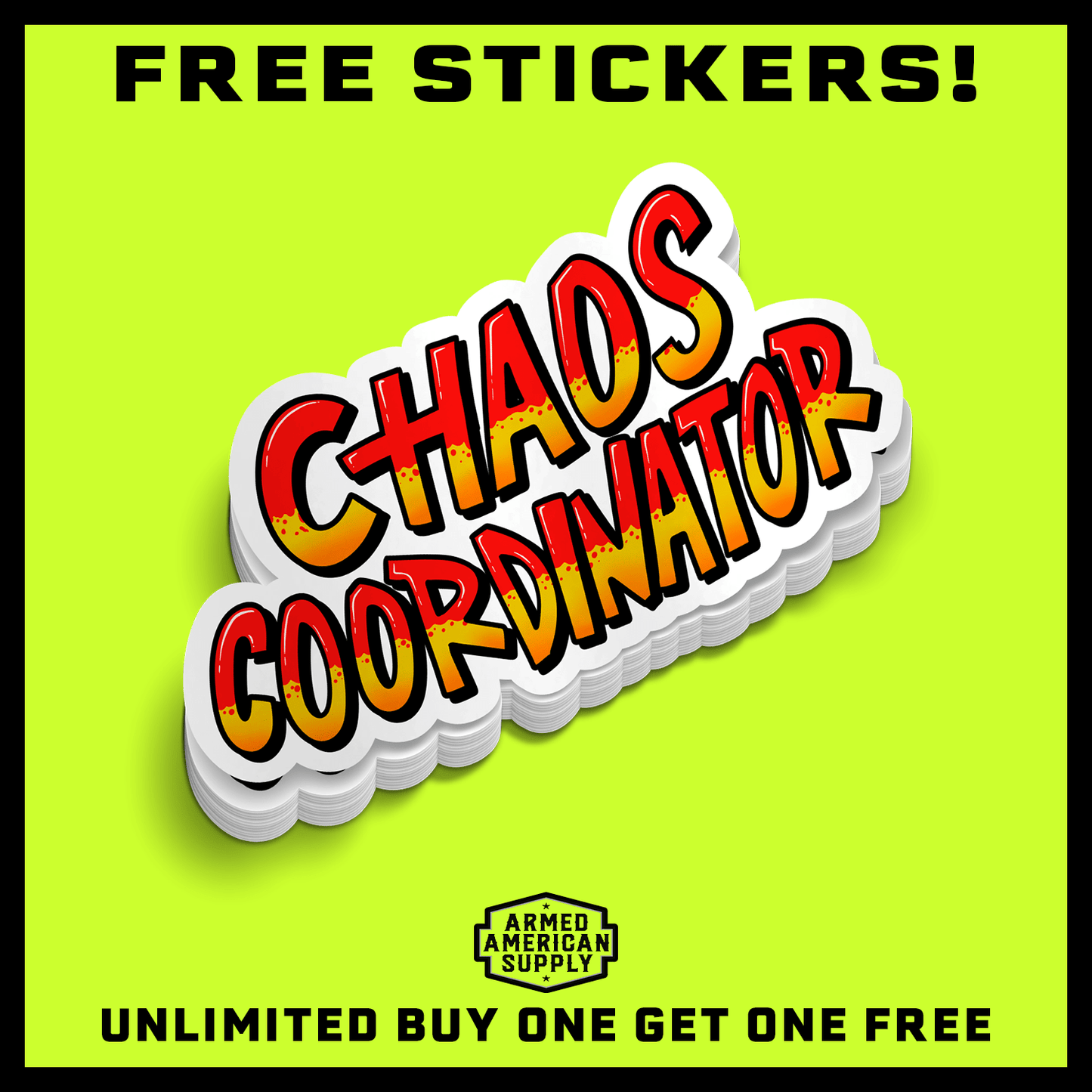 Chaos Coordinator - Hard Hat Decal Armed American Supply