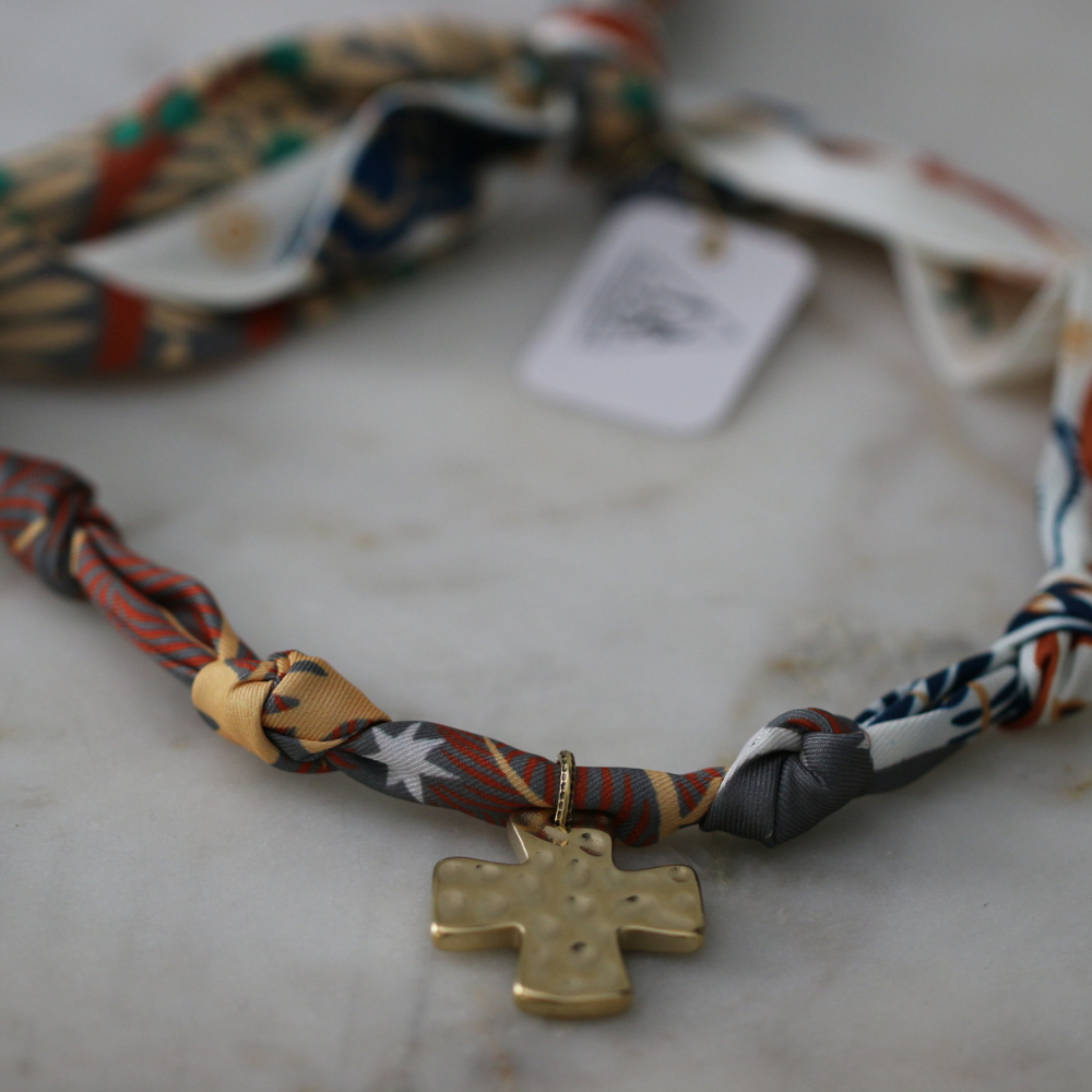 Mountain Morning Scarf Necklace - Stainless Steel Cross Deep South Originals